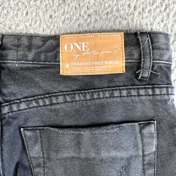 One Teaspoon Jeans Woman's 26 Black Low‎ Waist Skinny Leg Distressing - Picture 12 of 13
